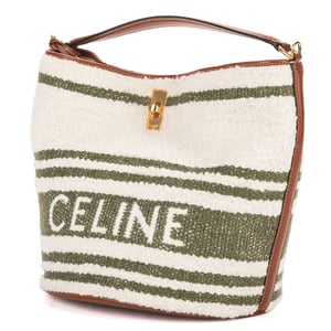 Celine Bucket 16  en  verde Lienzo