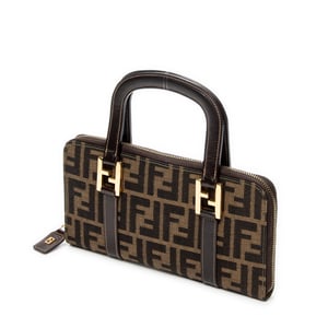 Fendi Top Handle Zip Wallet  en  marrón Lienzo