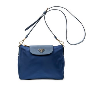 Prada Small Zip Crossbody  en  Blue Lienzo