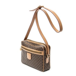 Celine Zip Crossbody  en  marrón Lienzo recubierto