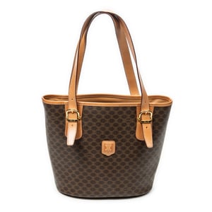 Celine Vintage Bucket Tote  en  marrón Lienzo recubierto