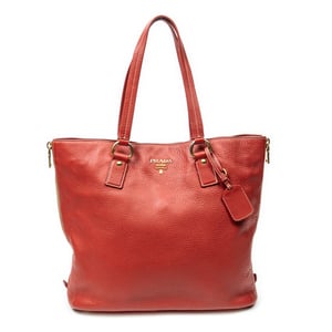 Prada Large Side Zip Tote  en  Red Cuero de ternero