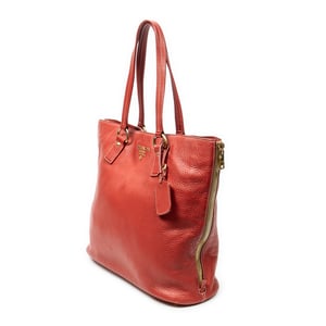 Prada Large Side Zip Tote  en  Red Cuero de ternero