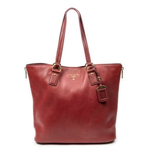 Prada Size Zip Tote  en  Red Cuero de ternero
