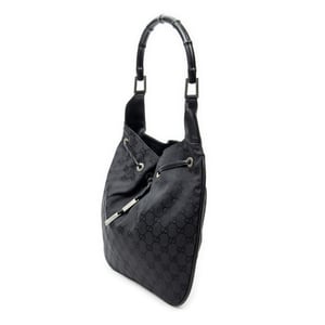 Gucci Bamboo Drawstring Tote  en  negro Lienzo