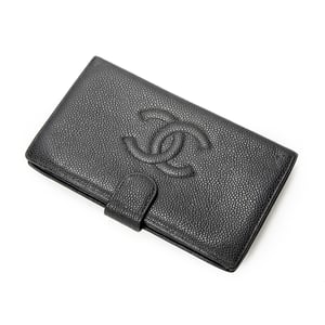 Chanel Timeless Long Bifold Wallet  en  negro Cuero de ternero