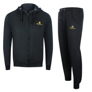 Conjunto De Sudadera Con Capucha Y Pantalón Deportivo Aquascutum En Color Negro Con Cremallera