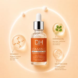 Dr H Aceite facial iluminador antiedad con vitamina C, 30 ml.