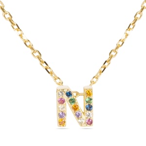 Collar Luxenter de Plata de Ley 925 con Circonita Multicolor acabado en oro amarillo de 18K - Alphabet