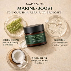 Dr. Botanicals Crema de noche antioxidante antiedad con caviar verde y aceite de argán, 50 ml.