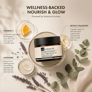 Dr. Botanicals Crema hidratante antiedad de día y de noche con lavanda y vitamina C, 50 ml.