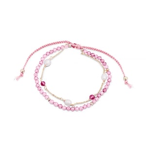 Pulsera Luxenter, athat de aleación de metal y turmalina rosa acabado baño oro 18K