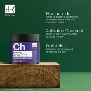 Dr. Botanicals Mascarilla facial matificante antiedad con carbón activado avanzado, 60 ml.