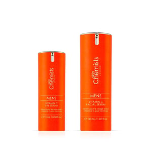 skinChemists Kit de sérum facial y contorno de ojos antiedad con vitamina C para hombres