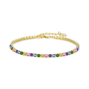 Pulsera Luxenter de Plata de Ley 925 con Circonita Multicolor acabada en oro amarillo de 18K - Tahu