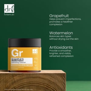 Dr. Botanicals Limpiador facial refrescante antiedad de pomelo y sandía, 60 ml.