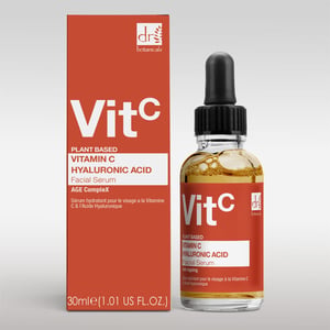 Dr. Botanicals Sérum facial hidratante antiedad con vitamina C al 5% y ácido hialurónico al 2%, 30 ml.