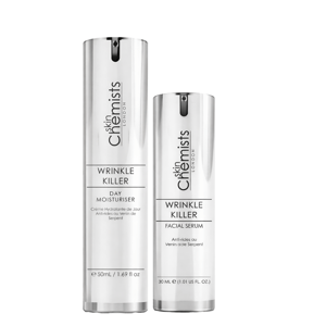 skinChemists Dúo antiarrugas: sérum facial y crema hidratante de día.
