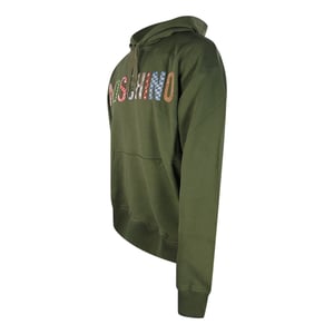 Sudadera Verde Con Capucha Y Logo Multicolor Bordado De Moschino