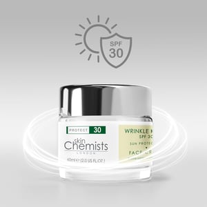 skinChemists Crema hidratante de día antiarrugas con protección solar SPF 30, 60 ml.
