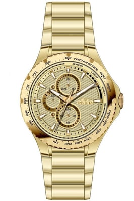 Invicta Aviator 50106 Reloj de Hombre - Movimiento de Cuarzo - Acero Inoxidable con Esfera Dorada - 44 mm
