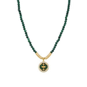 Collar Luxenter de Plata de Ley 925 con Malaquita acabado en oro amarillo de 18K - Locare