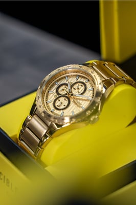 Invicta Aviator 50106 Reloj de Hombre - Movimiento de Cuarzo - Acero Inoxidable con Esfera Dorada - 44 mm