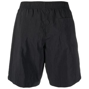 Moschino shorts de baño largos negros con logo metálico