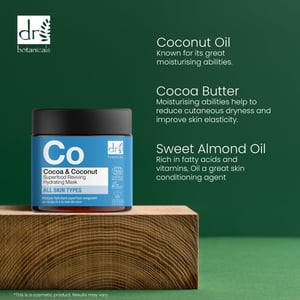 Dr. Botanicals Mascarilla hidratante revitalizante de superalimentos de cacao y coco, 60 ml.