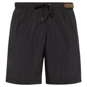 Moschino shorts de baño largos negros con logo metálico