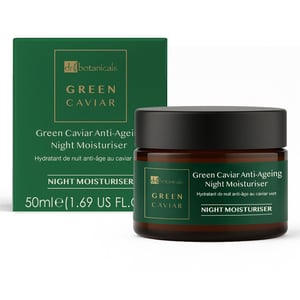 Dr. Botanicals Crema de noche antioxidante antiedad con caviar verde y aceite de argán, 50 ml.