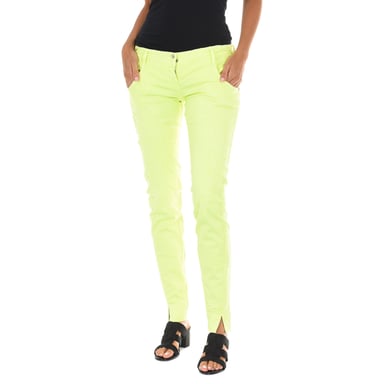 Pantalon Tejano Largo efecto cosido con basjos estrechos 10DB50135-G151 mujer