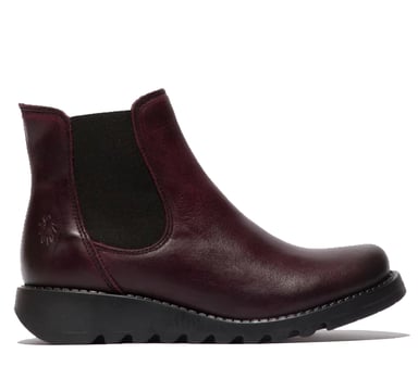 Botas Chelsea de piel con tacón de cuña y tobillo informales para mujer de Fly London SALV en color rojo