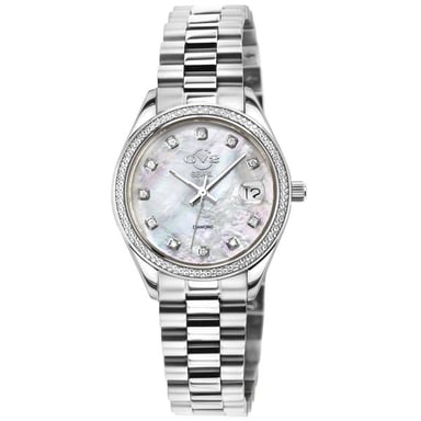 Reloj GV2 Turin Diamond para Mujeres, con movimiento de cuarzo suizo y correa de acero inoxidable.