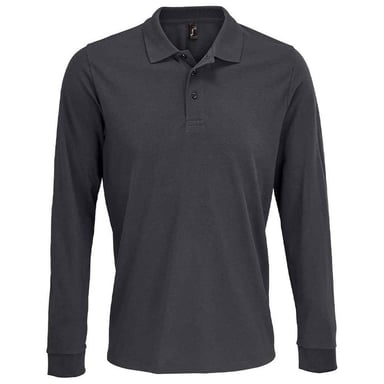 SOLS Unisex Adult Prime Pique Long-Sleeved Polo Shirt (Dark Grey)