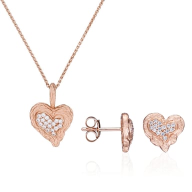 Orphelia 'Hazel' Women's 925 Sterling Silver Set: Chain-Pendant + Earrings - Rose SET-7082/1