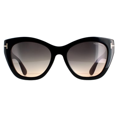 Gafas de sol Tom Ford Cat Eye Womens Shiny Black Smoke Gray Gravient FT0940 Cara