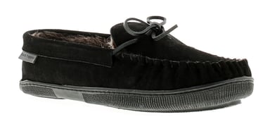 Mens Real Suede Mocassin Slipper With Cosy Faux Fur Lining And Sock With A Flexible Hardwearing Sol