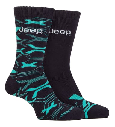 Calcetines Bamboo para hombre, suaves y transpirables, estilo acanalado - Azul Marino / Turquesa