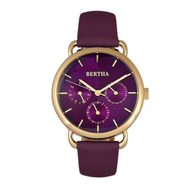Reloj Bertha Gwen con correa de cuero y día/fecha