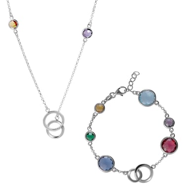 Orphelia 'Eloise' Women's 925 Sterling Silver Set: Bracelet + Necklace - Silver SET-7409