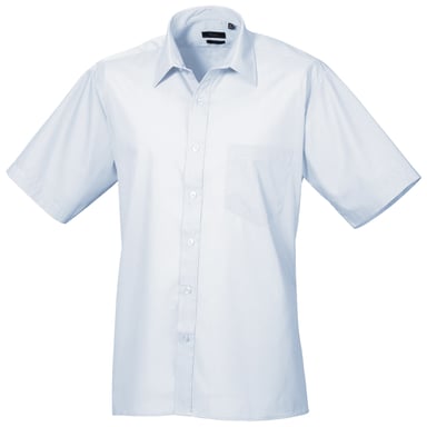 Premier Mens Short Sleeve Formal Poplin Plain Work Shirt (Light Blue)