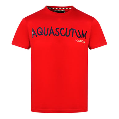 Aquascutum camiseta roja con logo distorsionado