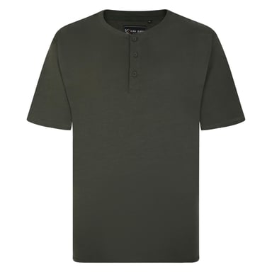 Kam Men's Plus Size O-Neck Tee Shirt Button Up