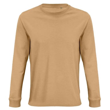 SOLS Unisex Adult Pioneer Organic Cotton Long-Sleeved T-Shirt (Dark Beige)