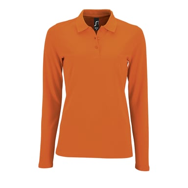 SOLS Womens/Ladies Perfect Long Sleeve Pique Polo Shirt (Orange)