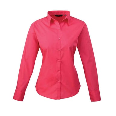 Premier Womens/Ladies Long-Sleeved Shirt (Hot Pink)