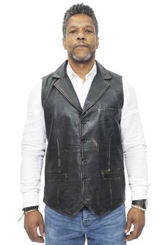Chaleco clásico elegante de cuero para hombre - Bristol