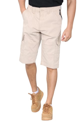 Shorts cargo de secado rápido con múltiples bolsillos para hombre en color arena
