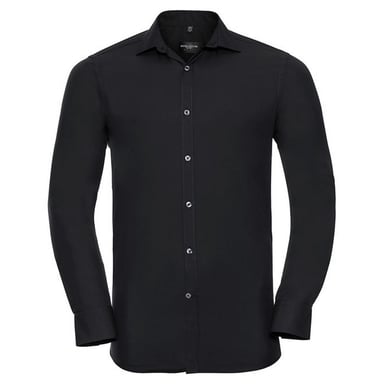 Russell Collection Mens Ultimate Stretch Long-Sleeved Shirt (Black)
